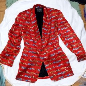 Red Nicole Miller Animal Print Suit